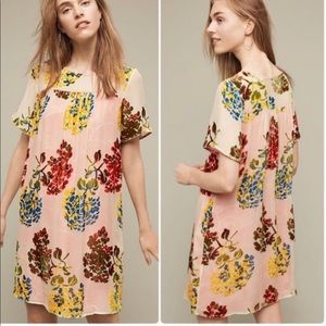 Anthropologie Flower Market Velvet Swing Dress